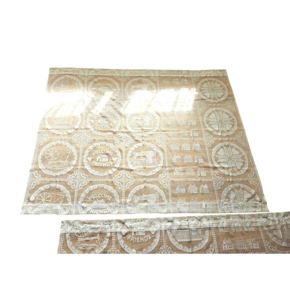 2 Elegant Beige Cottage Core Twee Lace Curtain Panels Romantic Coquette Country - Picture 2 of 8